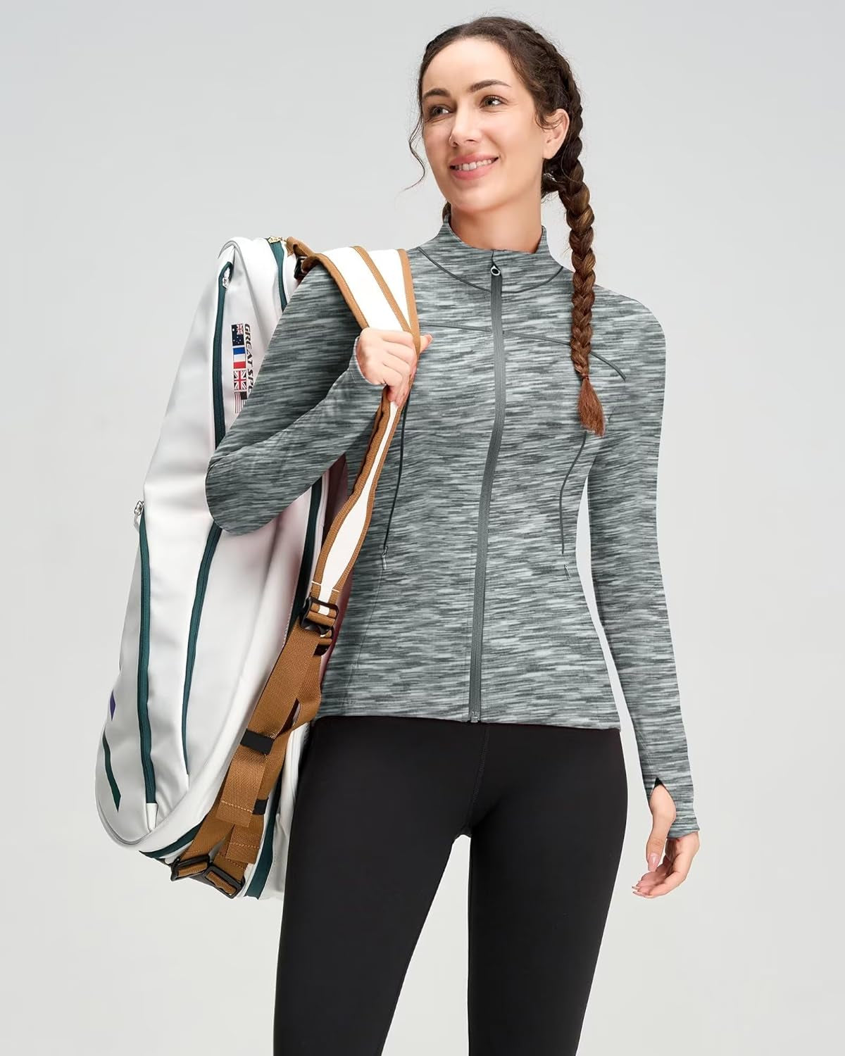 Women's Full Zip Athletic Running Jacket - Workout and Yoga Top