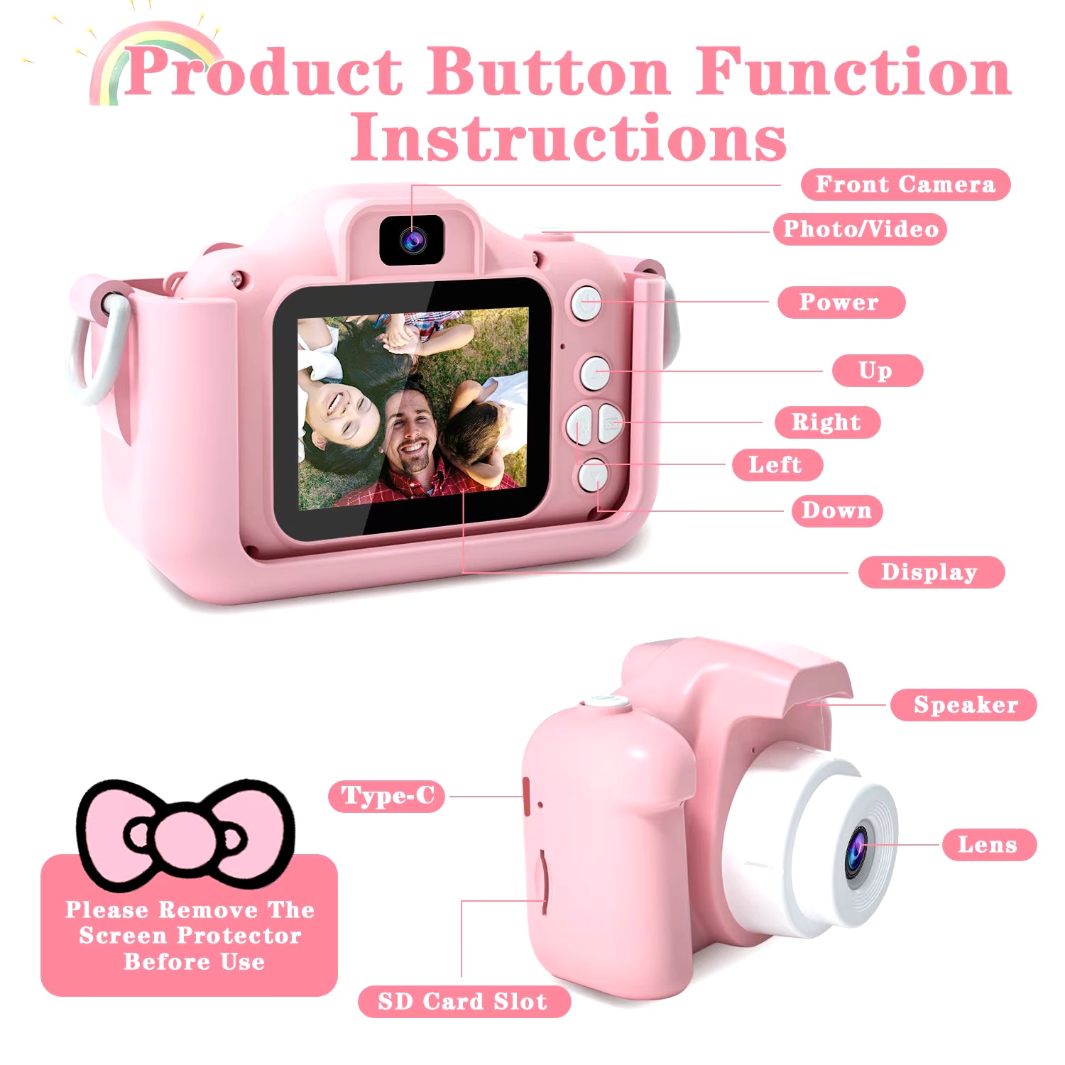 Cute Cat Children Cameras with Silicone Cases