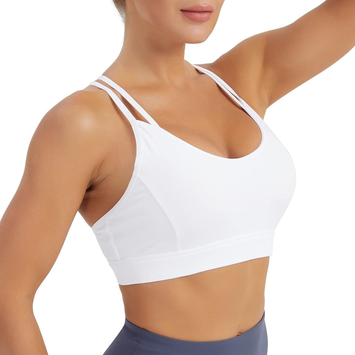 Women's Crisscross Back Padded Sports Bra with Removable Cups - Medium Support Yoga Bra
