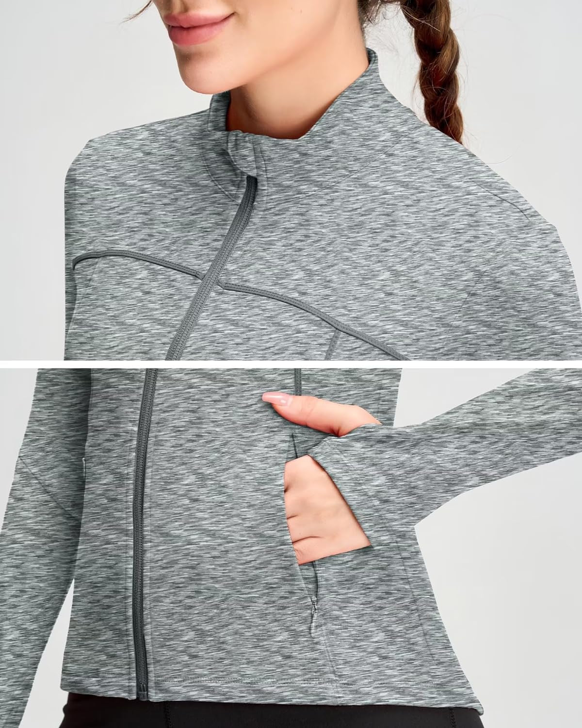 Women's Full Zip Athletic Running Jacket - Workout and Yoga Top