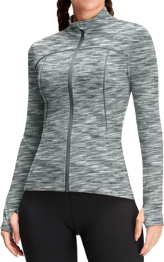 Women's Full Zip Athletic Running Jacket - Workout and Yoga Top